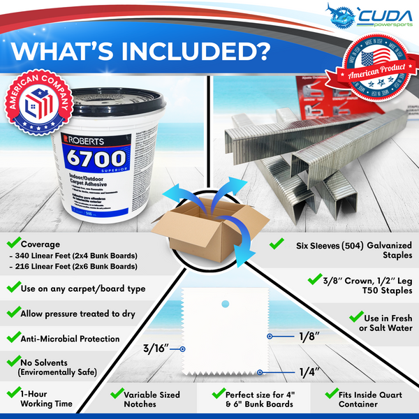 Cuda Marine Carpet Install Kit - What's Included