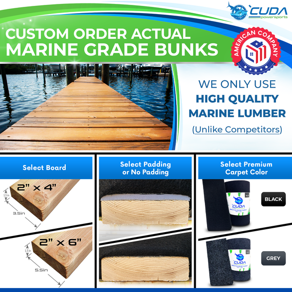Wood - Marine Grade Boat Trailer Bunk Boards - 2"x6" - Custom