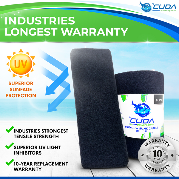 10 Year Warranty Bunk Carpet by Cuda Powersports
