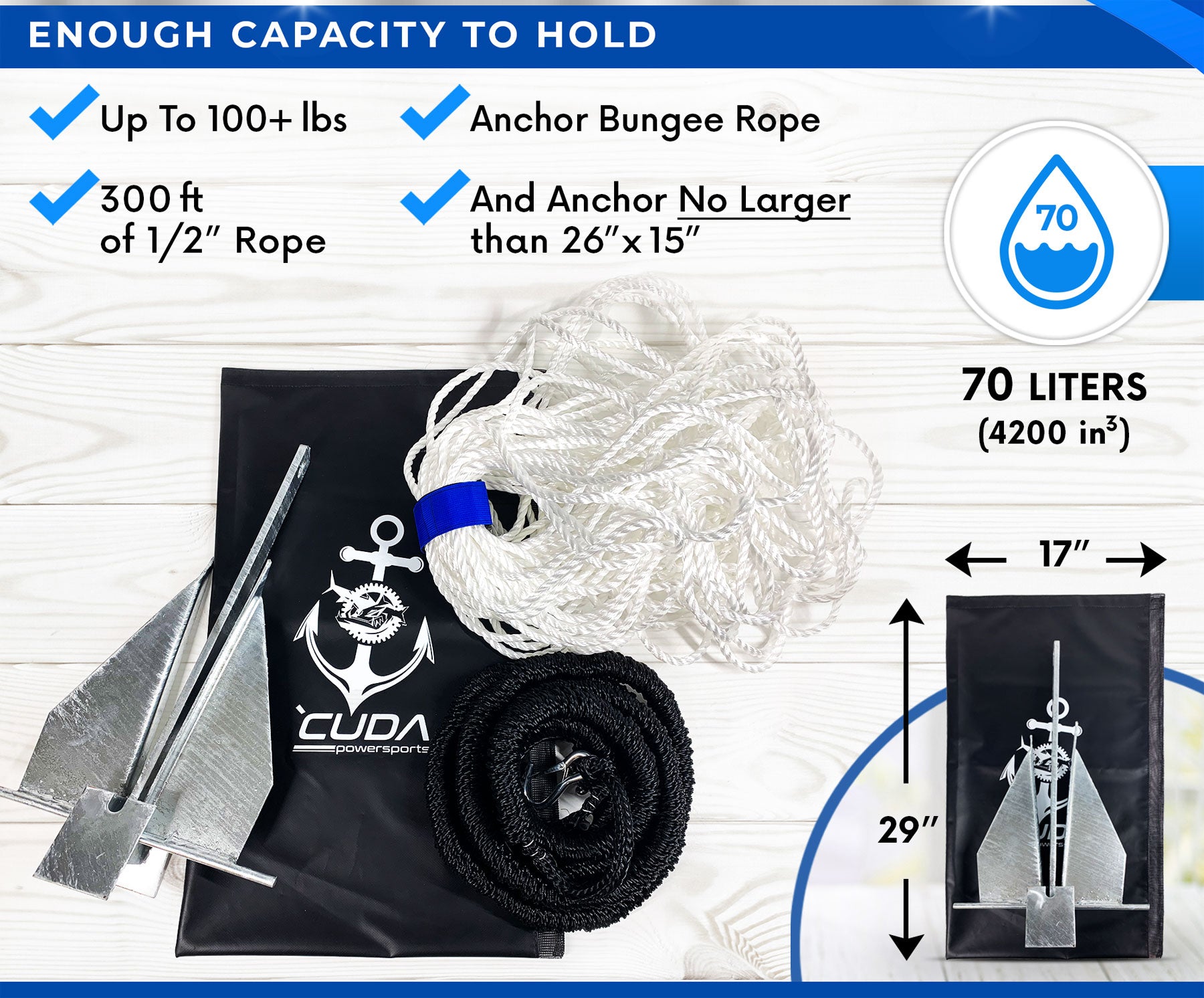 Boat Anchor Storage Bag 70 L By Cuda Powersports – 'Cuda Powersports