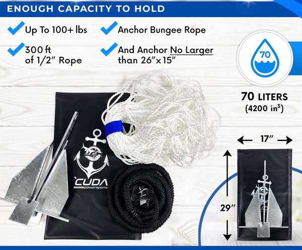 Cuda Boat Anchor Storage Bag 70 L - Enough Capacity to Hold