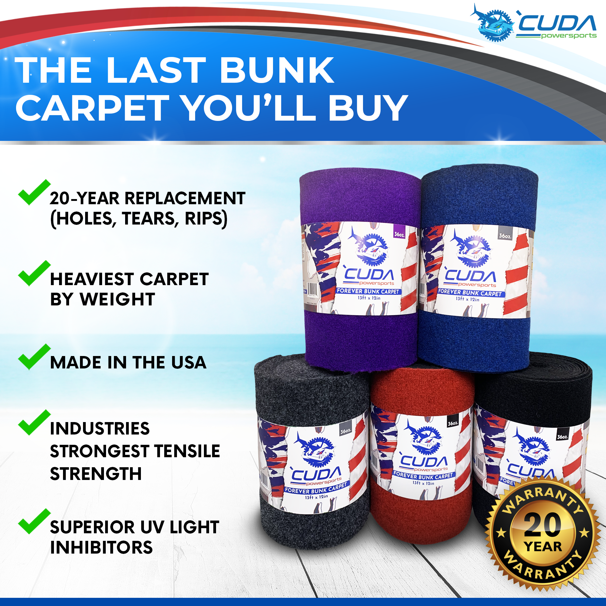 Bunk Carpet Install Kit - Quart – 'Cuda Powersports