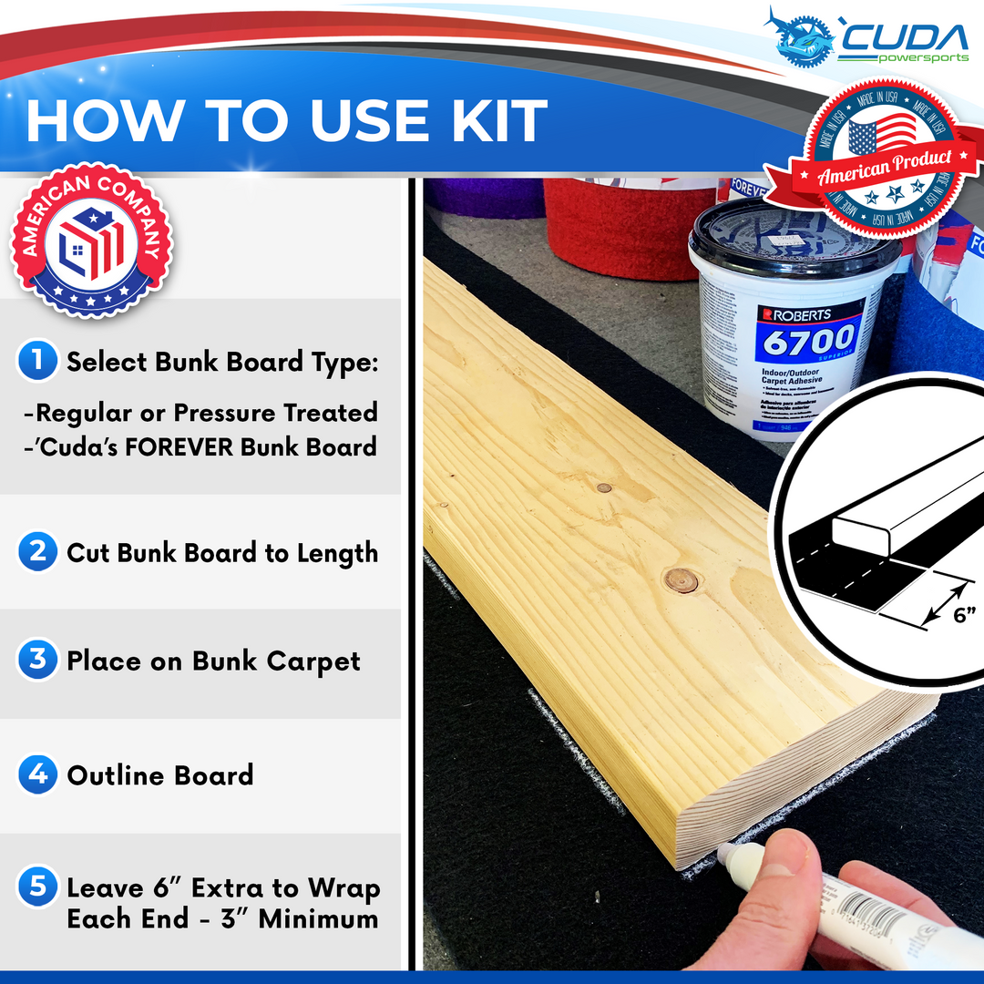 Bunk carpet install kit quart cuda powersports